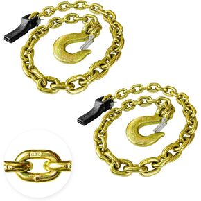 YATOINTO 2-Pack Grade 80 Trailer Safety Chain 35 Inch with 5/16'' Clevis Snap Hook and Chain Retainer | 21,000 lbs Break Strength | Transport Chain for Towing