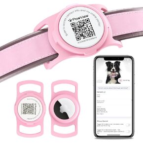 AirTag Dog Collar Holder, Smart QR Code Air Tag Holder for Cats and Dogs, Pet AirTag Protective Cases - Scan Alert, Instant Location, Pet Online Profile, Contacts Info (1 Pack, Black)