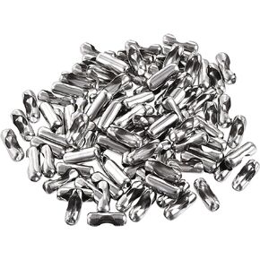 uxcell Ball Chain Connector, 2.4mm Ball Chains Clasp Crimp Clips Link Stainless Steel Connection, Pack of 100