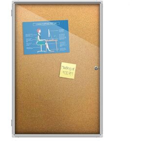 Thornton's Office Supplies Indoor Aluminum Frame Wall Mount Enclosed Cork Bulletin Board with Locking Door Lockable Noticeboard Display Case (24 x 36)