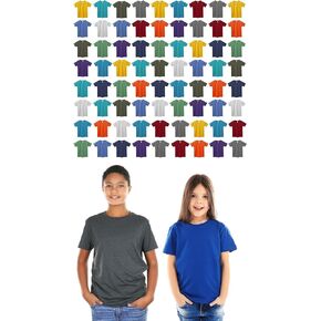 BILLIONHATS 72 Pack Kids Cotton Tshirts Bulk, Wholesale Unisex Children Tees, Lightweight Tshirt Packs for Boys Girls