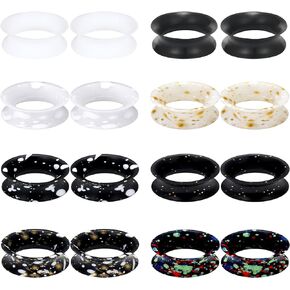 8 Pairs Soft Silicone Ear Gauges Flexible Ear Skin Tunnels Plugs Stretchers Expander Gauges Hollow Double Flared Flesh Ear Piercing Jewelry for Women Men 6G-20mm