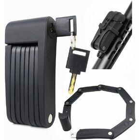Compact Folding Bike Lock, 2.3 FT Heavy Duty Anti-Theft High Security Bicycle Folding Lock, Anti 12t Hydraulic Shear, with Key and Lock Holder, Suitable for Bicycles/Electric Scooters/Ebike