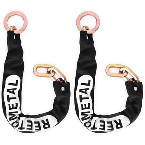 REETOMETAL Hardened Steel 2-Pack 2 Foot x 5/16 Inch (9mm) Thick Heavy Duty Square Security Lock Chain for Motorcycles, Bicycles, Trailers, Containers, Fence, etc.