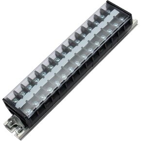 Fielect Terminal Block Strip Dual Row 30 Positions 660V 20A Covered Screw Terminal Strip Block Wire Barrier Block Terminal Strip