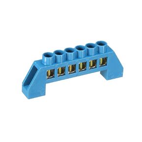 MECCANIXITY Terminal Grounding Bar Screw Block Barrier Brass Strip 8 Positions Blue for Electrical Distribution