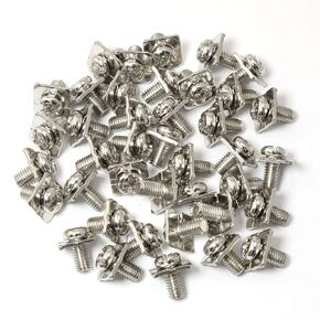 40PCS Two Combination Crimp Screws M3x6x6 Iron Nickel Plated Fasteners Connectors Screws Wiring Block Screws Square Washers for Switches Terminal Blocks Appliances Crimp Wires Fastening