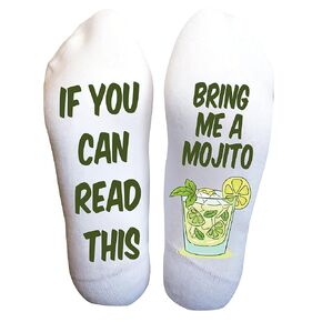 Funky Fun Socks With Sayings: Handcrafted Novelty Delights for All Ages, Versatile Sizing for Sizes 6-14, Exceptional Comfort & Durability, Beverage Themed Collection- Bring Me A Mojito