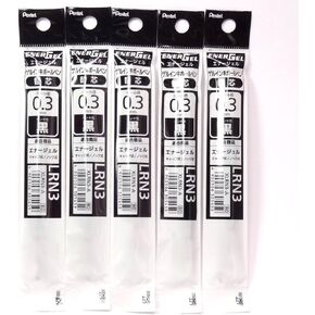 Pentel 0.3mm Black Ink Refill (XLRN3-A), for EnerGel Retract Ballpoint Pen(BLN73-A), × 5 Pack/total 5 pcs (Japan Import) [Komainu-Dou Original Package]
