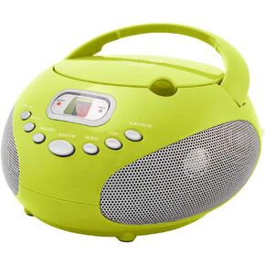 HANNLOMAX HX-319CD Portable CD Boombox, AM/FM Radio, LED Display, Aux-in Jack, AC/DC Dual Power Source (Green)