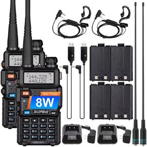 BaoFeng UV-5R 8 Watt Ham Radio Handheld BaoFeng Radio with 4pcs Battery and TD-771 Antenna,USB Charging Dual Band Ham Radio BaoFeng Walkie Talkie (2 Pack Full Kits)