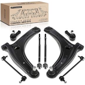 A-Premium Set of 8, Front Lower Control Arm, Sway Bar Link, Inner Outer Tie Rod End, Compatible with Mitsubishi Outlander 2007-2013, Lancer 2009-2017