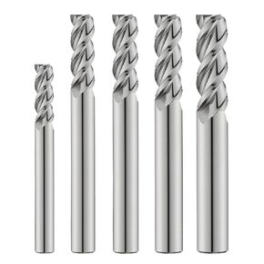 5pcs 3/16" Solid Carbide Flat End Mills Set 3 Flute Diamond-Like Coating End Milling Cutter for Aluminum,Copper,Magnesium Alloys