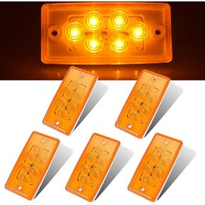 nifeida Rectangle Truck roof Light with Gasket, 6 LED Waterproof Amber Cab Marker Lights Clear Lens Roof Top Running Light for Volvo/Freightliner Heavy Duty Trailer Trucks(5Pack)