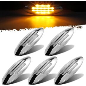 Partsam 5Pcs Flatline Amber Oval Semi Truck 18LED Marker Lights, Clearance Lights Replacement for Freightliner Peterbilt Kenworth