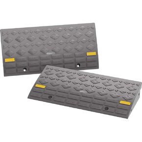 Set of 2 Curb Ramps with 4 Ton Capacity - for Cars, Trucks, RVs, ATVs, Motorcycles, Hand Trucks, Mowers, and Carts by Stalwart (Gray)
