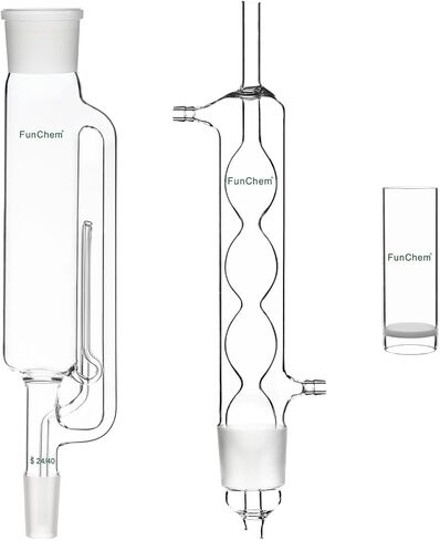 FunChem Soxhlet Type Extraction Apparatus, Borosilicate Glass 45/40 Soxhlet Extractor with Allihn Condenser and Extraction Thimble, Pack of 3 in Saudi Arabia