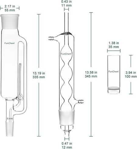 FunChem Soxhlet Type Extraction Apparatus, Borosilicate Glass 45/40 Soxhlet Extractor with Allihn Condenser and Extraction Thimble, Pack of 3 in Saudi Arabia