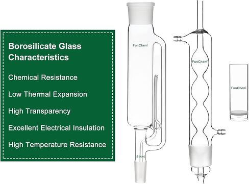 FunChem Soxhlet Type Extraction Apparatus, Borosilicate Glass 45/40 Soxhlet Extractor with Allihn Condenser and Extraction Thimble, Pack of 3 in Saudi Arabia