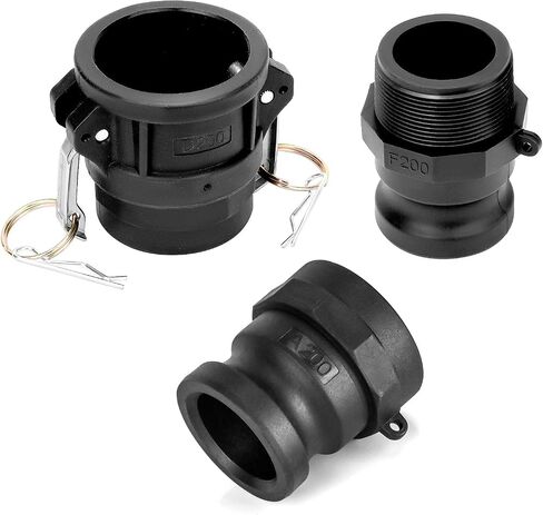 مجموعة تركيب قفل كام بولي QWORK، قطعة واحدة من النوع F 2 بوصة ذكر × 2 بوصة تركيب Camlock أنثى، قطعة واحدة مقاس 2 بوصة تركيب قفل كاميرا D200، قطعة واحدة مقاس 2 بوصة تركيب خرطوم أخدود كام A200، أسود in Kuwait