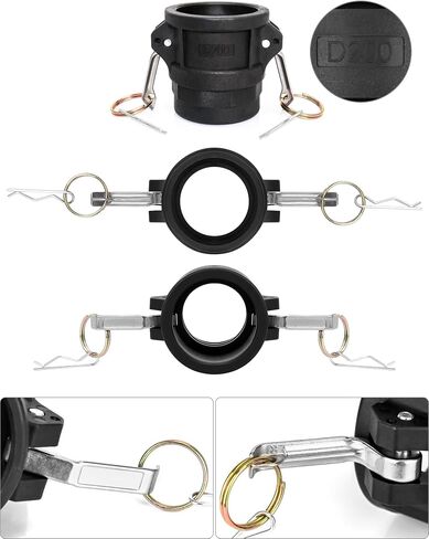 مجموعة تركيب قفل كام بولي QWORK، قطعة واحدة من النوع F 2 بوصة ذكر × 2 بوصة تركيب Camlock أنثى، قطعة واحدة مقاس 2 بوصة تركيب قفل كاميرا D200، قطعة واحدة مقاس 2 بوصة تركيب خرطوم أخدود كام A200، أسود in Kuwait