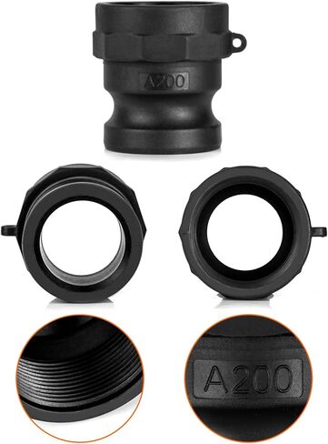 مجموعة تركيب قفل كام بولي QWORK، قطعة واحدة من النوع F 2 بوصة ذكر × 2 بوصة تركيب Camlock أنثى، قطعة واحدة مقاس 2 بوصة تركيب قفل كاميرا D200، قطعة واحدة مقاس 2 بوصة تركيب خرطوم أخدود كام A200، أسود in Kuwait