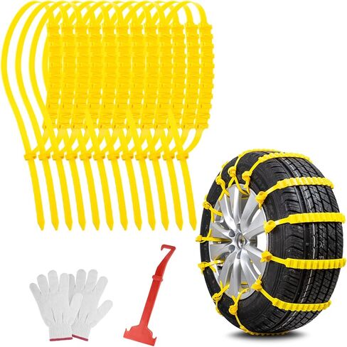 12 قطعة من سلاسل الثلج القابلة لإعادة الاستخدام من أوزيرال، سلاسل إطارات عالمية مضادة للانزلاق مناسبة لمعظم السيارات، السيدان، سيارات الدفع الرباعي، الشاحنات، أصفر in Kuwait