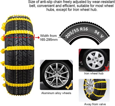 12 قطعة من سلاسل الثلج القابلة لإعادة الاستخدام من أوزيرال، سلاسل إطارات عالمية مضادة للانزلاق مناسبة لمعظم السيارات، السيدان، سيارات الدفع الرباعي، الشاحنات، أصفر in Kuwait