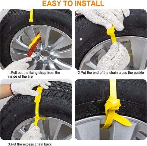 12 قطعة من سلاسل الثلج القابلة لإعادة الاستخدام من أوزيرال، سلاسل إطارات عالمية مضادة للانزلاق مناسبة لمعظم السيارات، السيدان، سيارات الدفع الرباعي، الشاحنات، أصفر in Kuwait