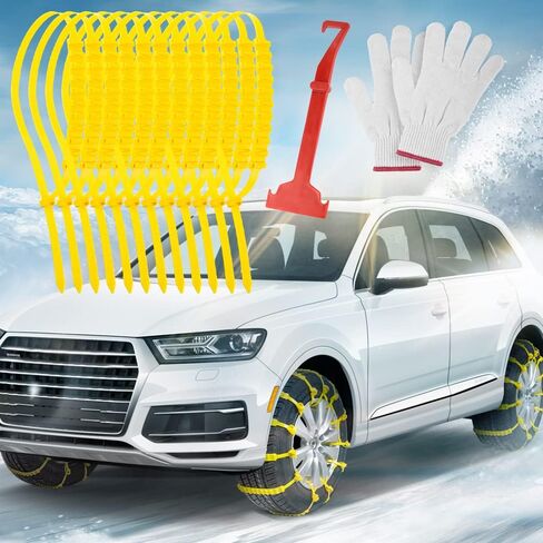 12 قطعة من سلاسل الثلج القابلة لإعادة الاستخدام من أوزيرال، سلاسل إطارات عالمية مضادة للانزلاق مناسبة لمعظم السيارات، السيدان، سيارات الدفع الرباعي، الشاحنات، أصفر in Kuwait