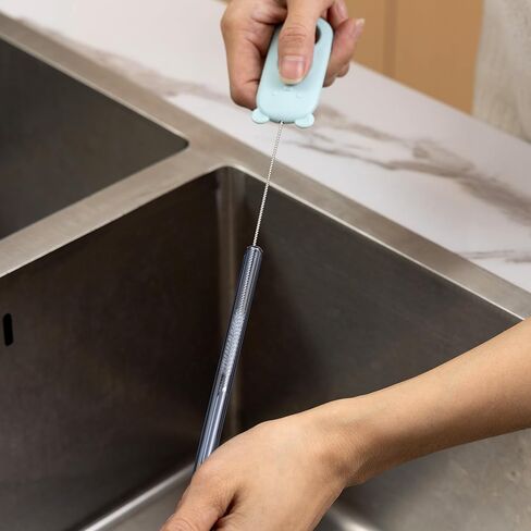 مجموعة رف تجفيف وتنظيف زجاجات الأطفال من كيميموسو، مع فرشاة دوارة لزجاجات الأطفال من السيليكون مع حامل، وفرشاة اللهاية، وفرشاة القش، وفرشاة تنظيف فجوة غطاء الكوب الصغيرة، مناسبة للزجاجات والأكواب، باللون الأزرق in Kuwait