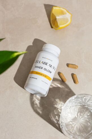 Cellabeauty Inner Glow Menopause Supplement for Women - Menopause Support with Probiotic Digestive Enzymes, Red Clover Extract and Curcuminoids - Helps Reduce Night Sweats and Hot Flashes in Saudi Arabia
