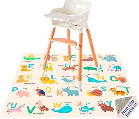 Early Education Baby Splat Mat, 51 x 51 Inch High Chair Mat, Double Stitching Waterproof and Washable Spill Mat, High Chair Mat for Floor with Anti-Slip Floor Protector, Multi-Purpose Splat Mat in Saudi Arabia