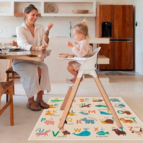 Early Education Baby Splat Mat, 51 x 51 Inch High Chair Mat, Double Stitching Waterproof and Washable Spill Mat, High Chair Mat for Floor with Anti-Slip Floor Protector, Multi-Purpose Splat Mat in Saudi Arabia