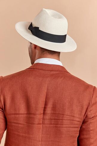 قبعة Joywant الرجالية Kyle Sun Straw Fedora، عامل حماية من الأشعة فوق البنفسجية 50+ قبعة شاطئ بنما قابلة للتعبئة للرجال in Kuwait