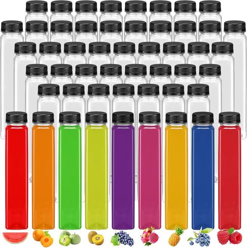 Tanlade 50 Pack Plastic Juice Bottles 12 oz Empty Clear Beverage Bottle with Tamper Evident Caps Reusable Containers Portable Water Bottle Bulk for Juicing Drinking Milkshake Smoothie Homemade Drinks in Saudi Arabia