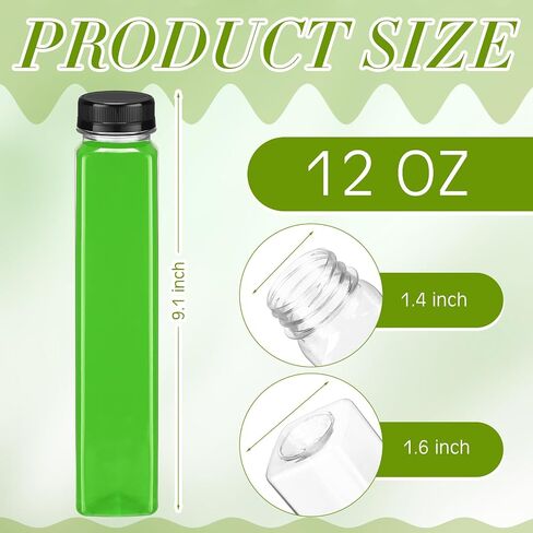 Tanlade 50 Pack Plastic Juice Bottles 12 oz Empty Clear Beverage Bottle with Tamper Evident Caps Reusable Containers Portable Water Bottle Bulk for Juicing Drinking Milkshake Smoothie Homemade Drinks in Saudi Arabia