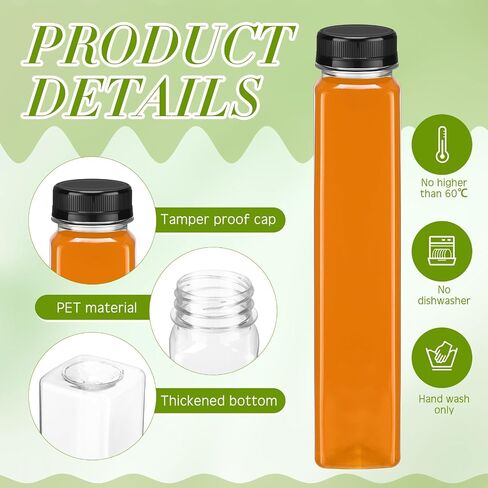 Tanlade 50 Pack Plastic Juice Bottles 12 oz Empty Clear Beverage Bottle with Tamper Evident Caps Reusable Containers Portable Water Bottle Bulk for Juicing Drinking Milkshake Smoothie Homemade Drinks in Saudi Arabia