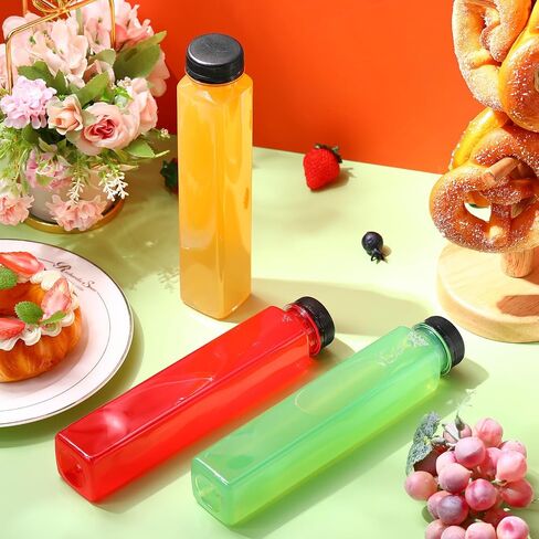 Tanlade 50 Pack Plastic Juice Bottles 12 oz Empty Clear Beverage Bottle with Tamper Evident Caps Reusable Containers Portable Water Bottle Bulk for Juicing Drinking Milkshake Smoothie Homemade Drinks in Saudi Arabia