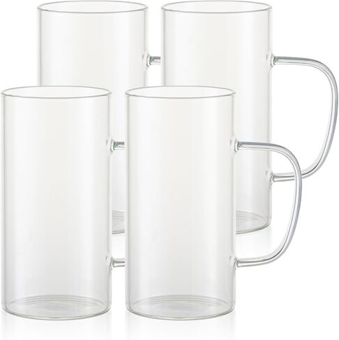 PYD Life Sublimation Glass Blanks Mug Frosted Glass Tumblers 22 OZ Coffee Beer Mugs Cups with Handle for Cricut Mug Press and Tumbler Heat Press 4 Pack in Saudi Arabia