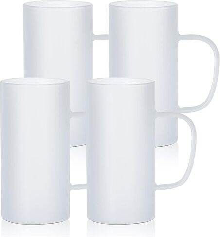 PYD Life Sublimation Glass Blanks Mug Frosted Glass Tumblers 22 OZ Coffee Beer Mugs Cups with Handle for Cricut Mug Press and Tumbler Heat Press 4 Pack in Saudi Arabia