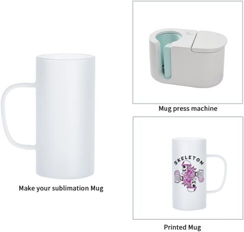 PYD Life Sublimation Glass Blanks Mug Frosted Glass Tumblers 22 OZ Coffee Beer Mugs Cups with Handle for Cricut Mug Press and Tumbler Heat Press 4 Pack in Saudi Arabia