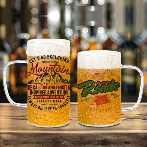 PYD Life Sublimation Glass Blanks Mug Frosted Glass Tumblers 22 OZ Coffee Beer Mugs Cups with Handle for Cricut Mug Press and Tumbler Heat Press 4 Pack in Saudi Arabia
