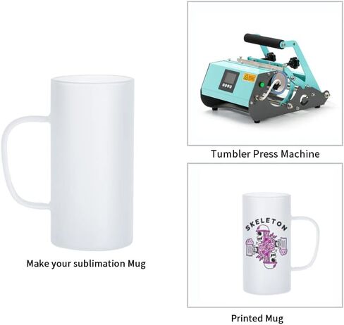 PYD Life Sublimation Glass Blanks Mug Frosted Glass Tumblers 22 OZ Coffee Beer Mugs Cups with Handle for Cricut Mug Press and Tumbler Heat Press 4 Pack in Saudi Arabia