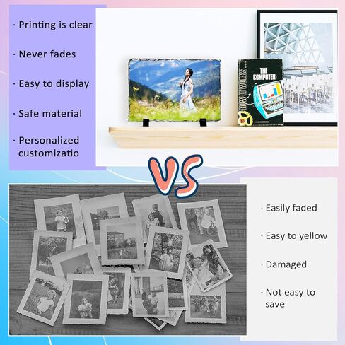 Beclumas 4 عبوات من ألواح التسامي مقاس 11.5 × 7.5 بوصة، إطار صورة حجري ناقل للحرارة مع حامل عرض للتذكار المكتبي DIY تصميم هدية مخصص شخصي in Kuwait