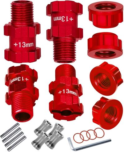 جزء ترقية hopsupRC لـ 1/10 Granite Senton New Big Rock Typhon 3S BLX، الألومنيوم 14 مم إلى 17 مم عجلة سداسية 13 مم ممتدة مع صواميل غطاء مضادة للغبار، أحمر in Kuwait