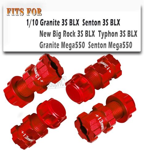 جزء ترقية hopsupRC لـ 1/10 Granite Senton New Big Rock Typhon 3S BLX، الألومنيوم 14 مم إلى 17 مم عجلة سداسية 13 مم ممتدة مع صواميل غطاء مضادة للغبار، أحمر in Kuwait