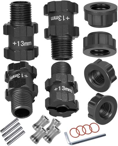 جزء ترقية hopsupRC لـ 1/10 Granite Senton New Big Rock Typhon 3S BLX، الألومنيوم 14 مم إلى 17 مم عجلة سداسية 13 مم ممتدة مع صواميل غطاء مضادة للغبار، أحمر in Kuwait