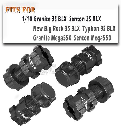 جزء ترقية hopsupRC لـ 1/10 Granite Senton New Big Rock Typhon 3S BLX، الألومنيوم 14 مم إلى 17 مم عجلة سداسية 13 مم ممتدة مع صواميل غطاء مضادة للغبار، أحمر in Kuwait