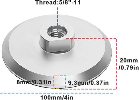 LT Easiyl 1PC 4inch/100mm Aluminum Backer Pad Diamond Polishing Pads Hook and Loop Backing Pad 5/18-11 Thread for Sanding Discs Nylon Backed Grinding Discs in Saudi Arabia